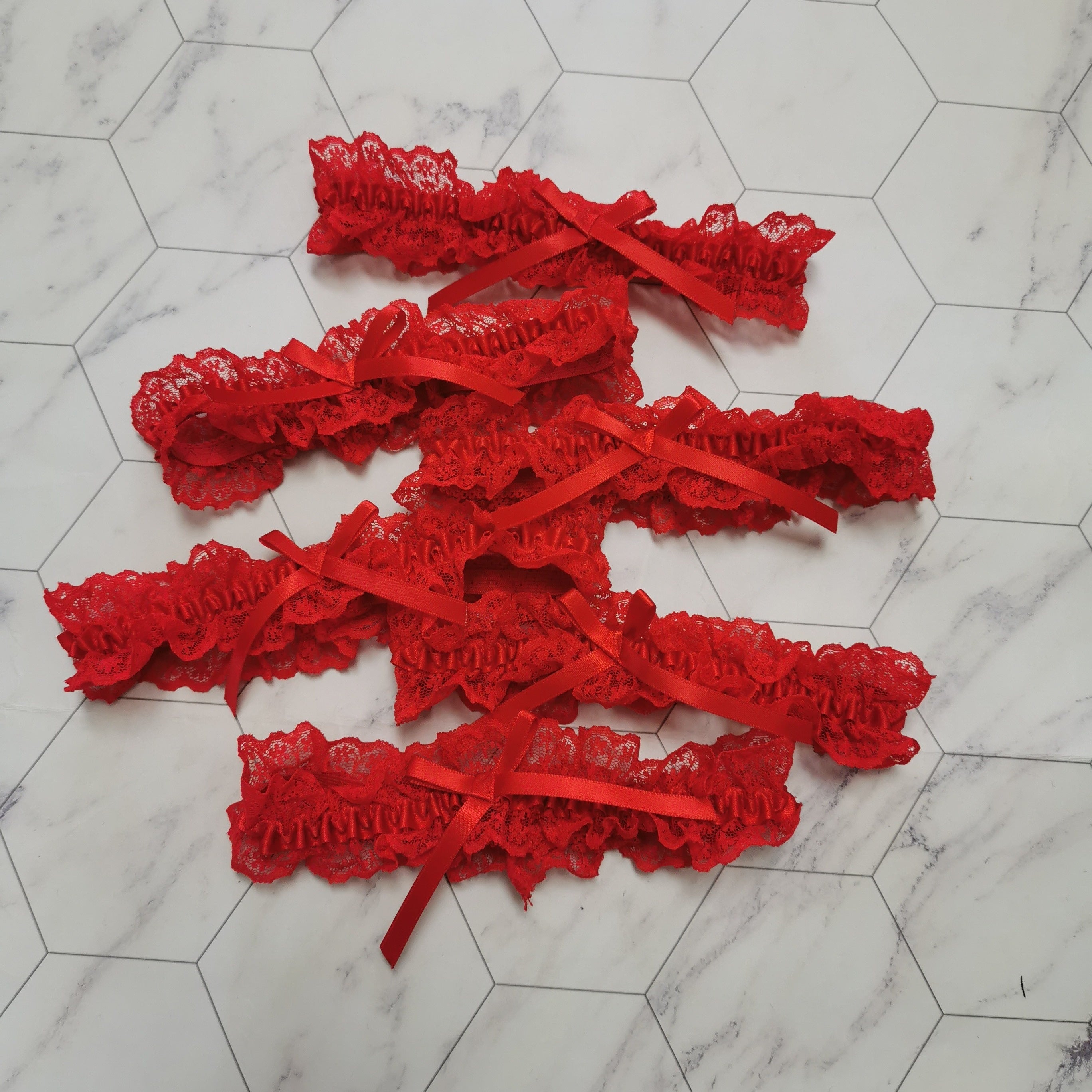 Lingerie Garter Belt Floral Lace Thigh Garter with Bow Tie Detail