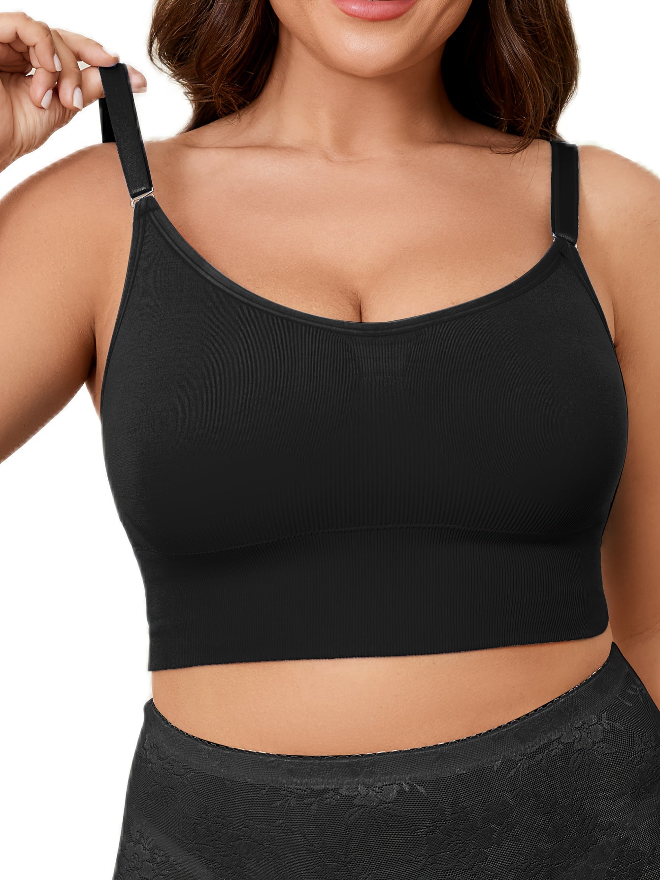 Women's Plus Size Seamless Wireless Sports Bra with Adjustable Straps