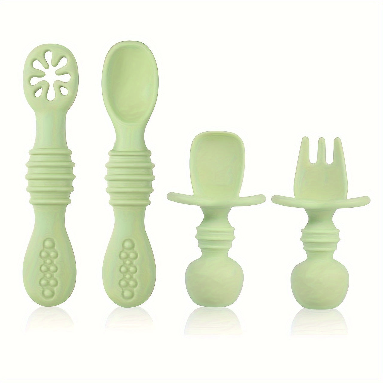 Silicone Baby Utensil Set Fork and Spoon for Soft Feeding and Training