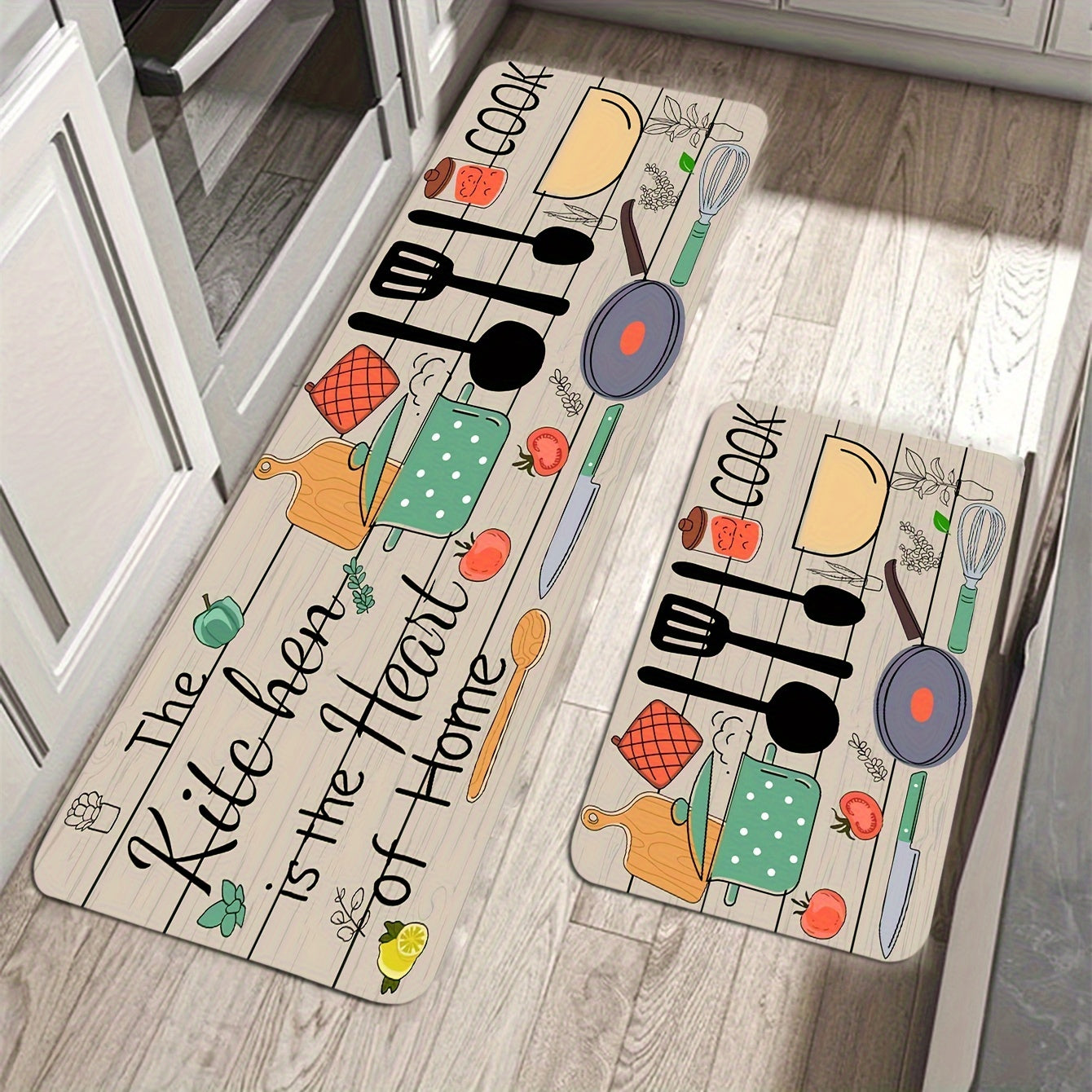 Anti-Fatigue Kitchen Rug Floral Non-Slip Waterproof Machine Washable