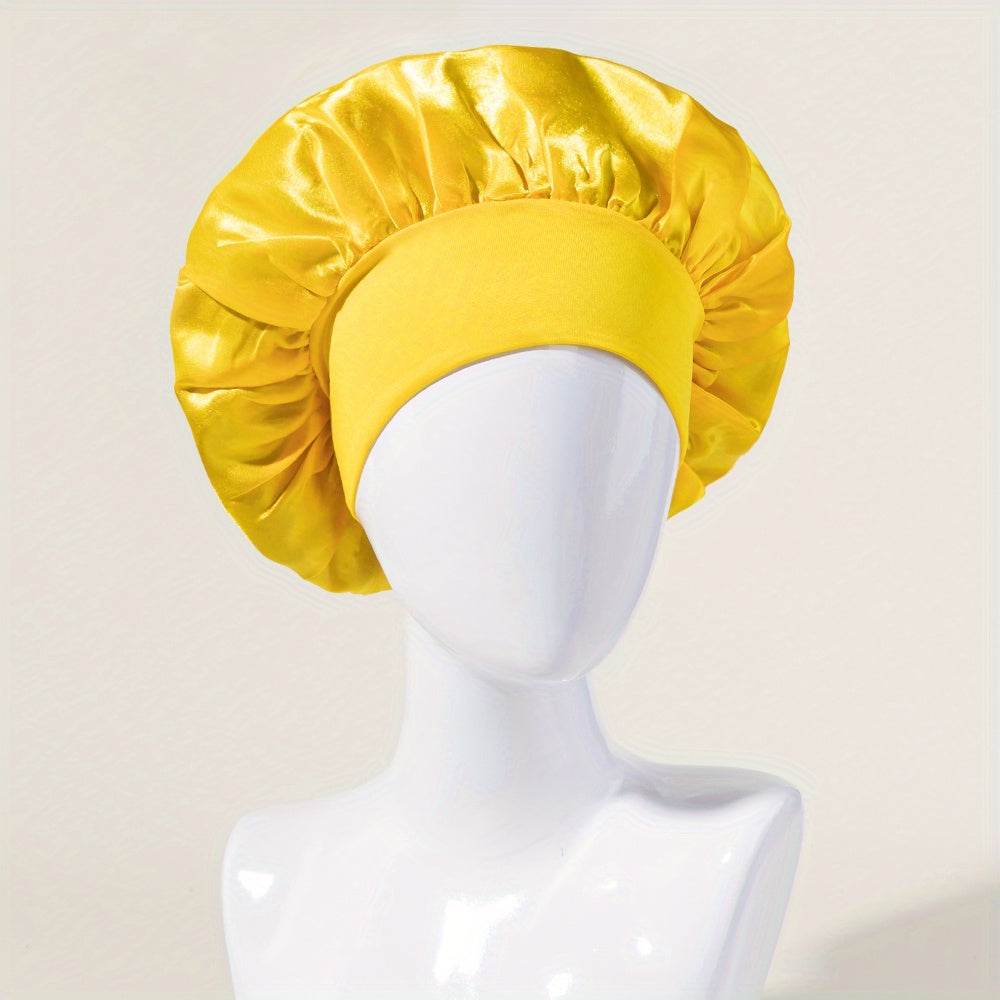 Women's Satin Sleeping Cap with Wide Elastic Band for Curly Hair