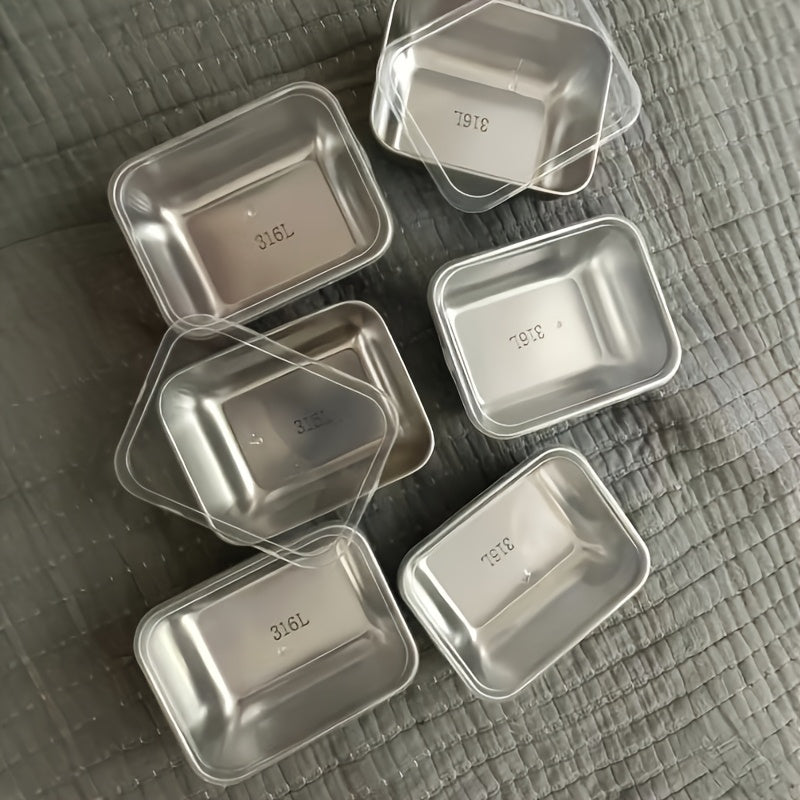 Set of 6 or 8 Stainless Steel Food Storage Containers with Flip Top Lids