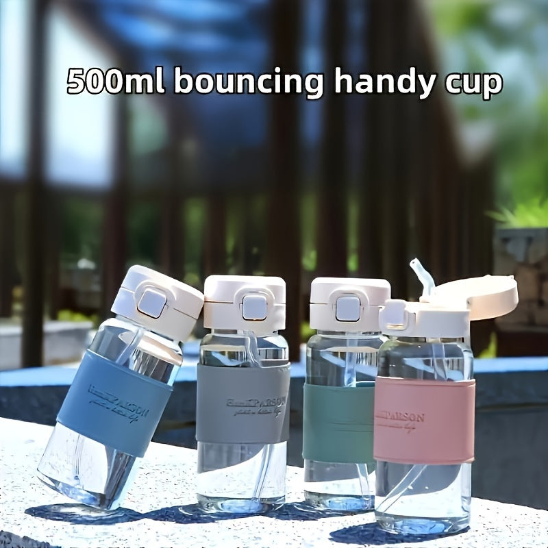 500ml Plastic Water Bottle with Straw Leakproof Flip Top BPA-Free for Sports Fitness Travel Pack of 1