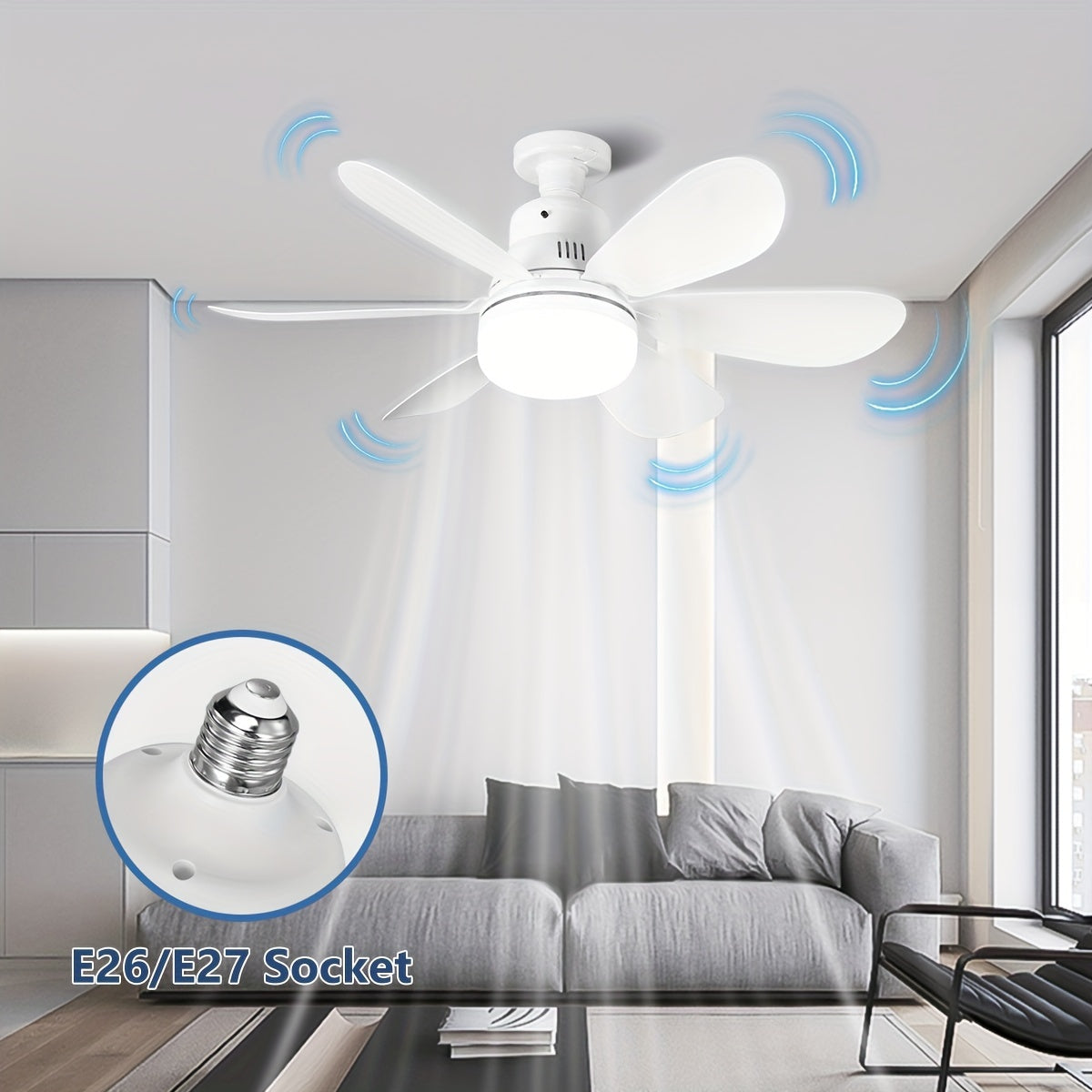 2-Pack LED Smart Ceiling Fan Lights with Remote Control E26/E27 Adjustable Lighting and Speed