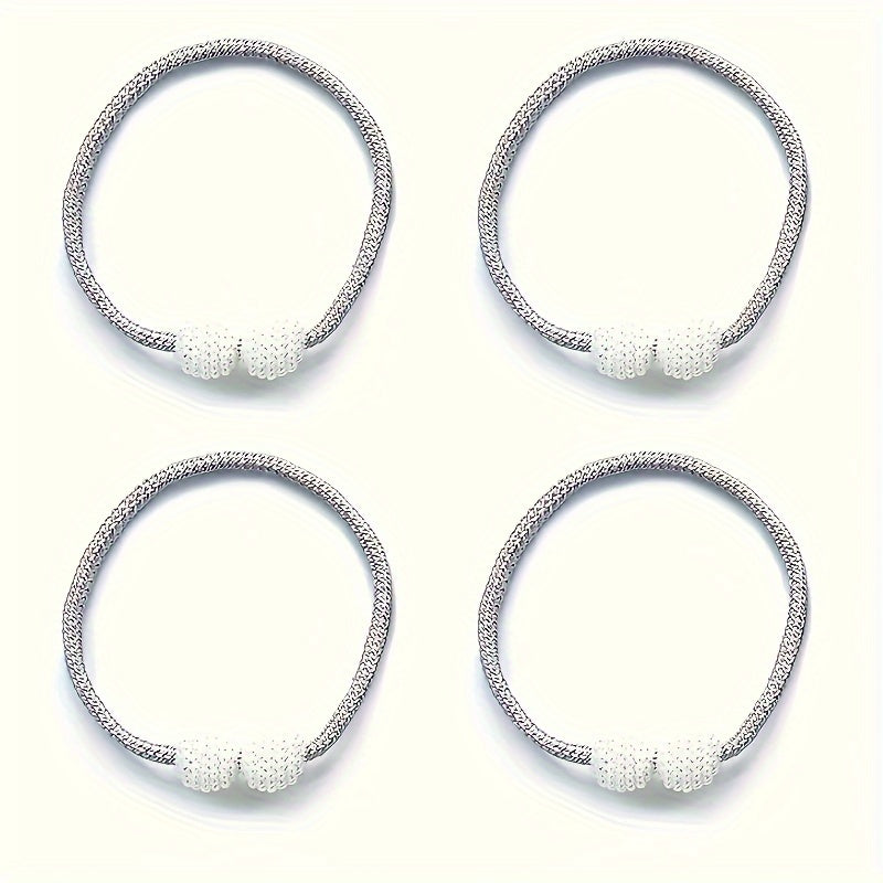 Yashash xonasi va yotoqxona uchun 4 ta kulrang polyester pardozlari bilan faux marjon detallari bilan to'plam