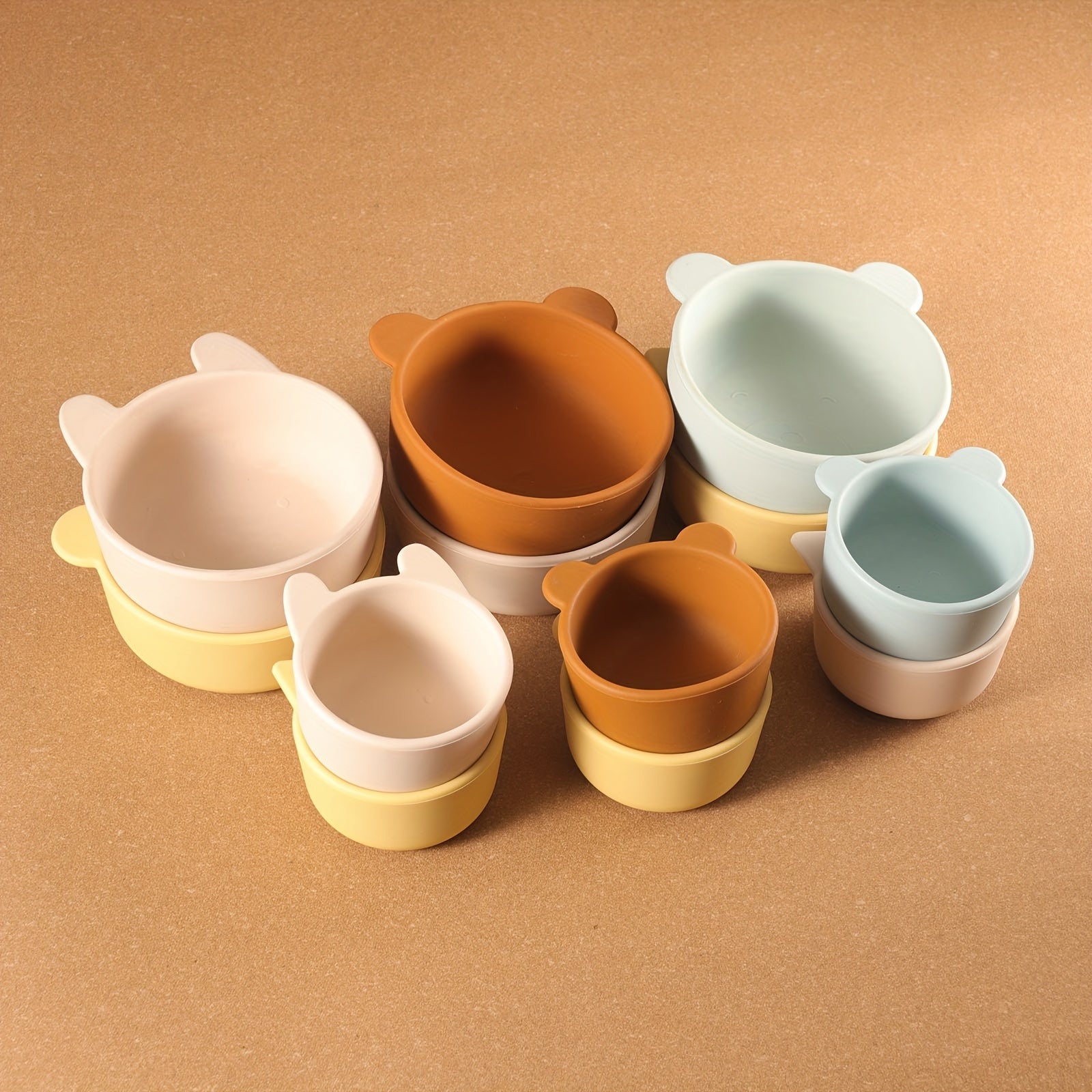 Kids Silicone Feeding Set with Bear-Shaped and Snack Bowls BPA-Free Food-Grade Safe