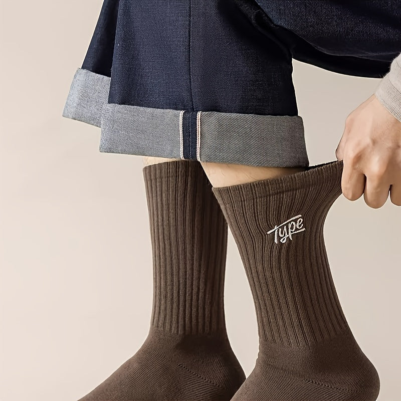 Men's 3-Pack Crew Socks Breathable Polyester Moisture-Wicking Anti-Odor Ribbed Cuffs