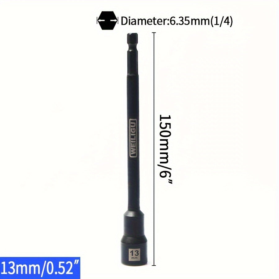 Magnetic Socket Set Black Chrome Vanadium Steel 150mm Extension