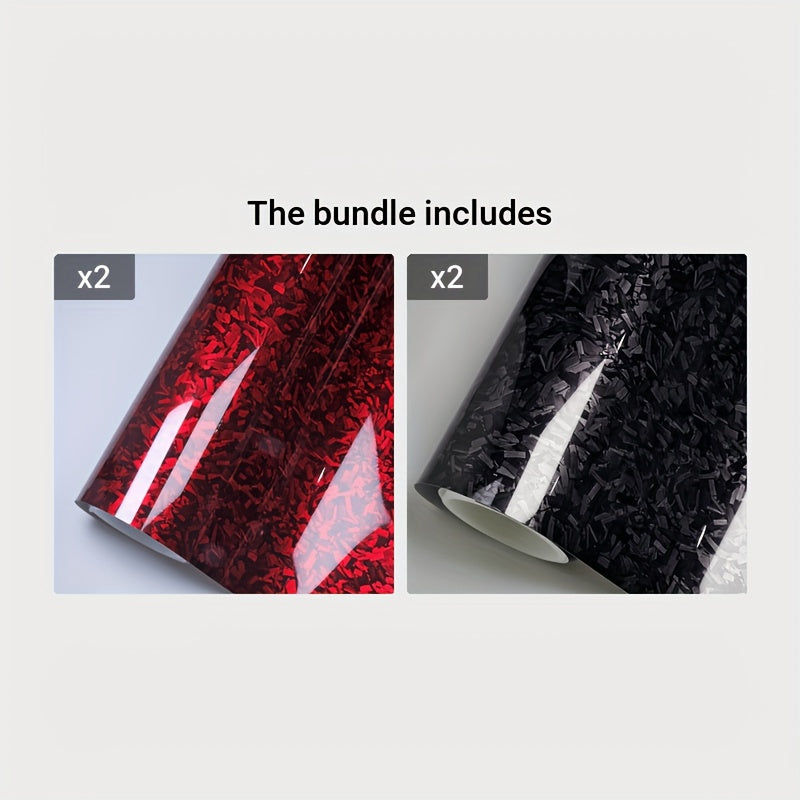 Avtomobil vinil yopishtiruvchi stiker 30x50cm Yuqori porloq qora qizil to'q sariq ko'k Forged karbon tolasi