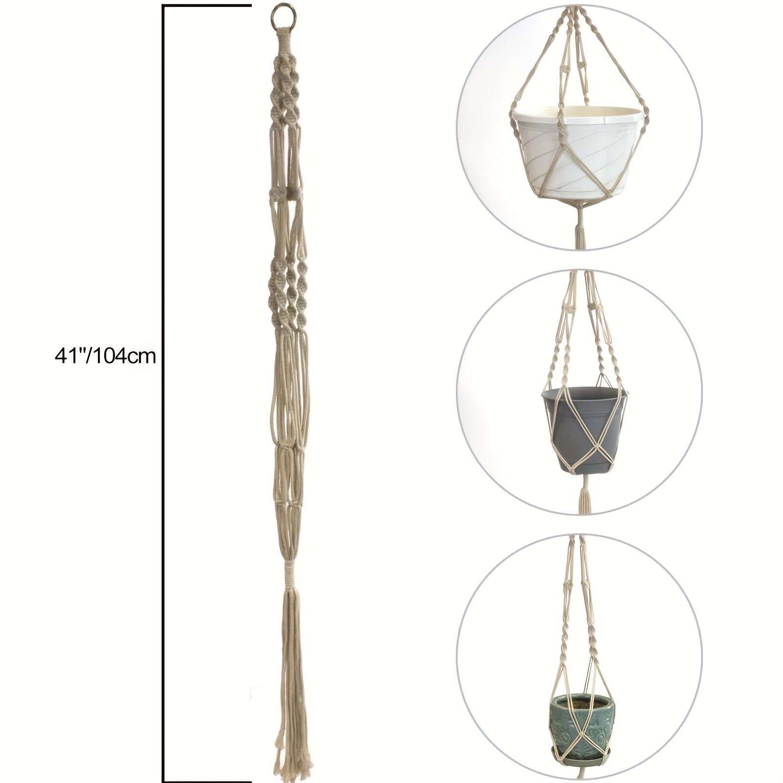 4-chiqishli ichki va tashqi osma gulqopqog'i paxtali halqa tokchasi Boho to'qilgan savat o'simlik tashkilotchisi