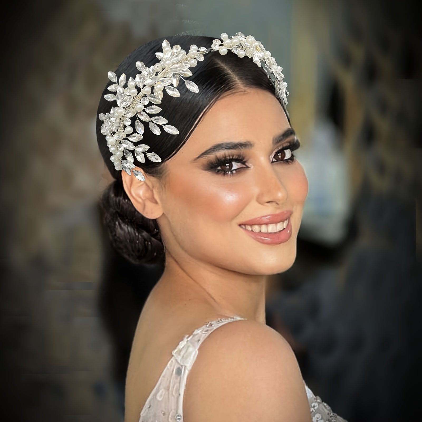 Bridal Headband Water Drill Inlay Beads Elegant Wedding Accessory