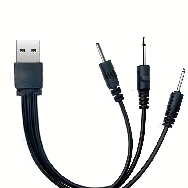USB 3-in-1 Charging Cable for Vibrating Massage Stick with DC Connectors