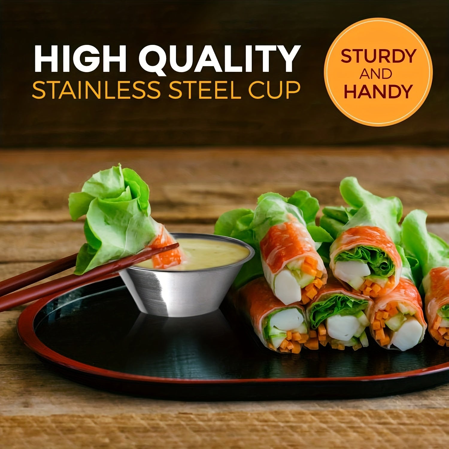 Juego de tazas de acero inoxidable pequeñas para salsas, 6 tamaños