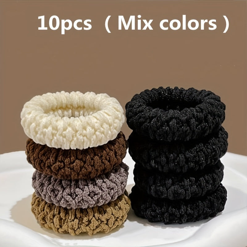 Women Thick Elastic Hair Ties Set, Soft, Solid Colors, Stylish Bun Ties