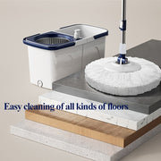 Spin Mop and Bucket System with Microfiber Pads for Hardwood and Tile Floors
