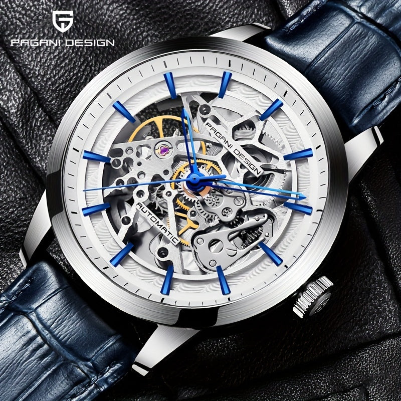 Men's Self-Winding Skeleton Watch Stainless Steel Pointer Series Sports Watch