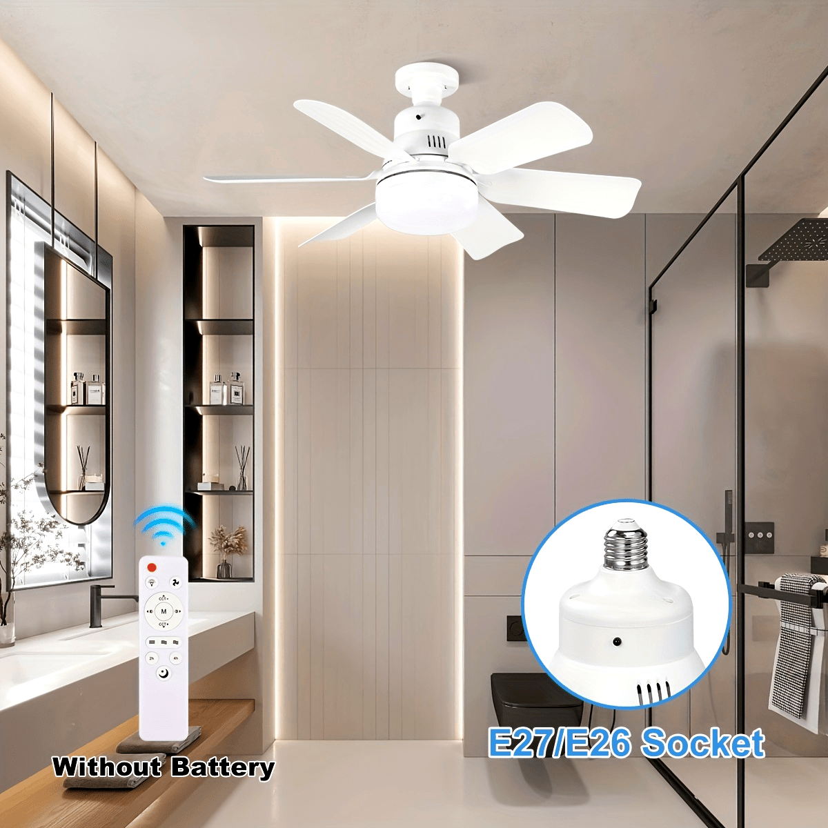 White Square Leaf Ceiling Fan Light with Remote Control Adjustable LED Indoor