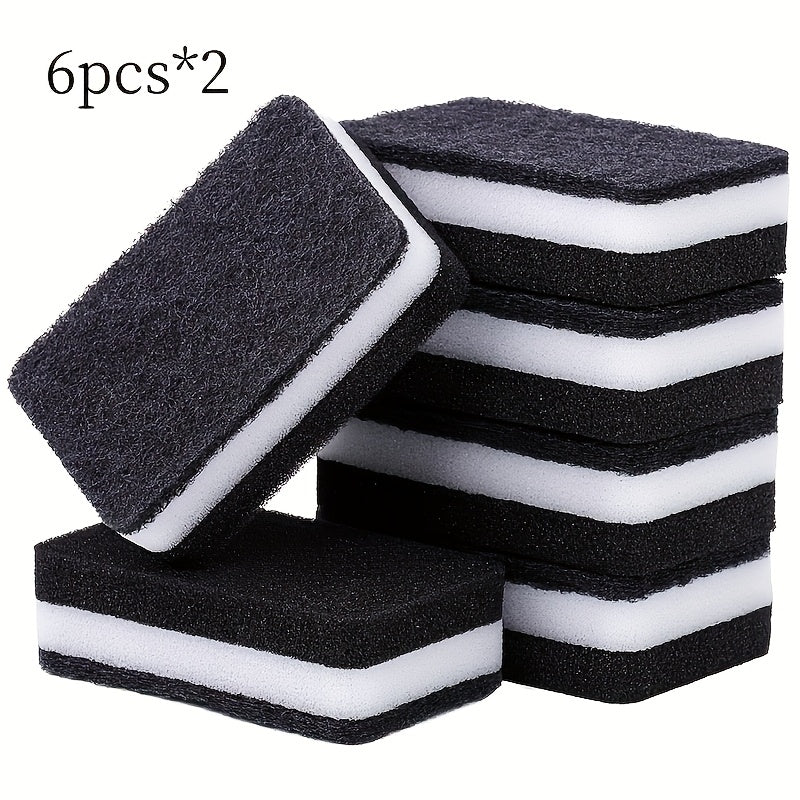 Pack of 12 Double-Sided Kitchen Cleaning Sponges, Oil-Resistant, Versatile