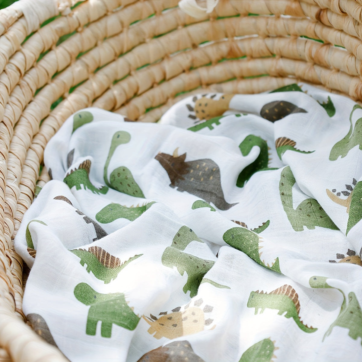 Baby Bamboo Cotton Muslin Gauze Dinosaur Blanket 119x109cm Soft Absorbent