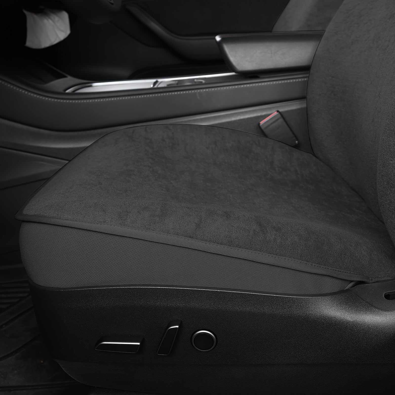 Universal Black and White Fabric Seat Cover for Tesla Model 3 and Y Front Seats