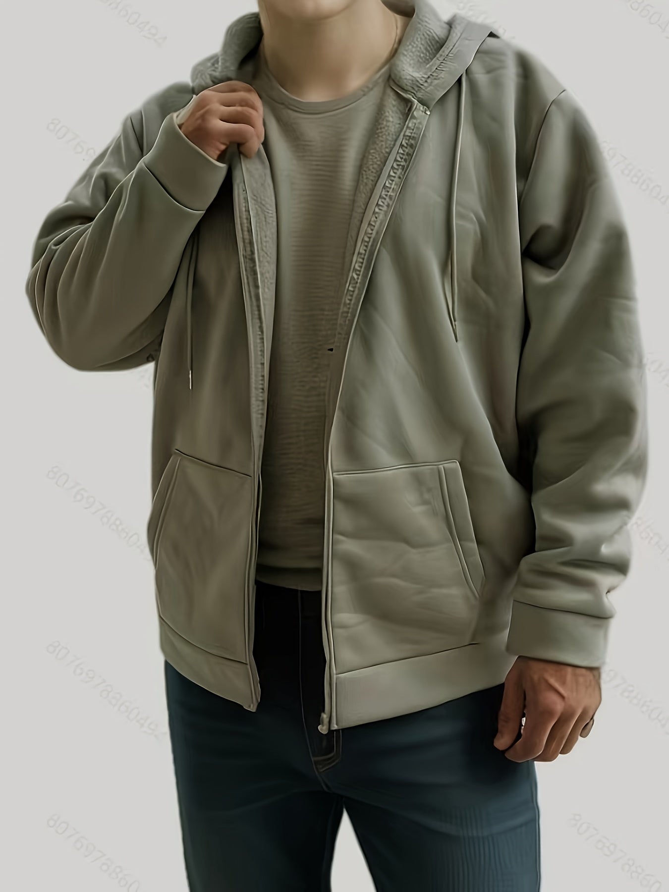 Men's Relaxed Fit Zip-Up Hoodie with Pocket and Hooded Style for Casual Sportswear