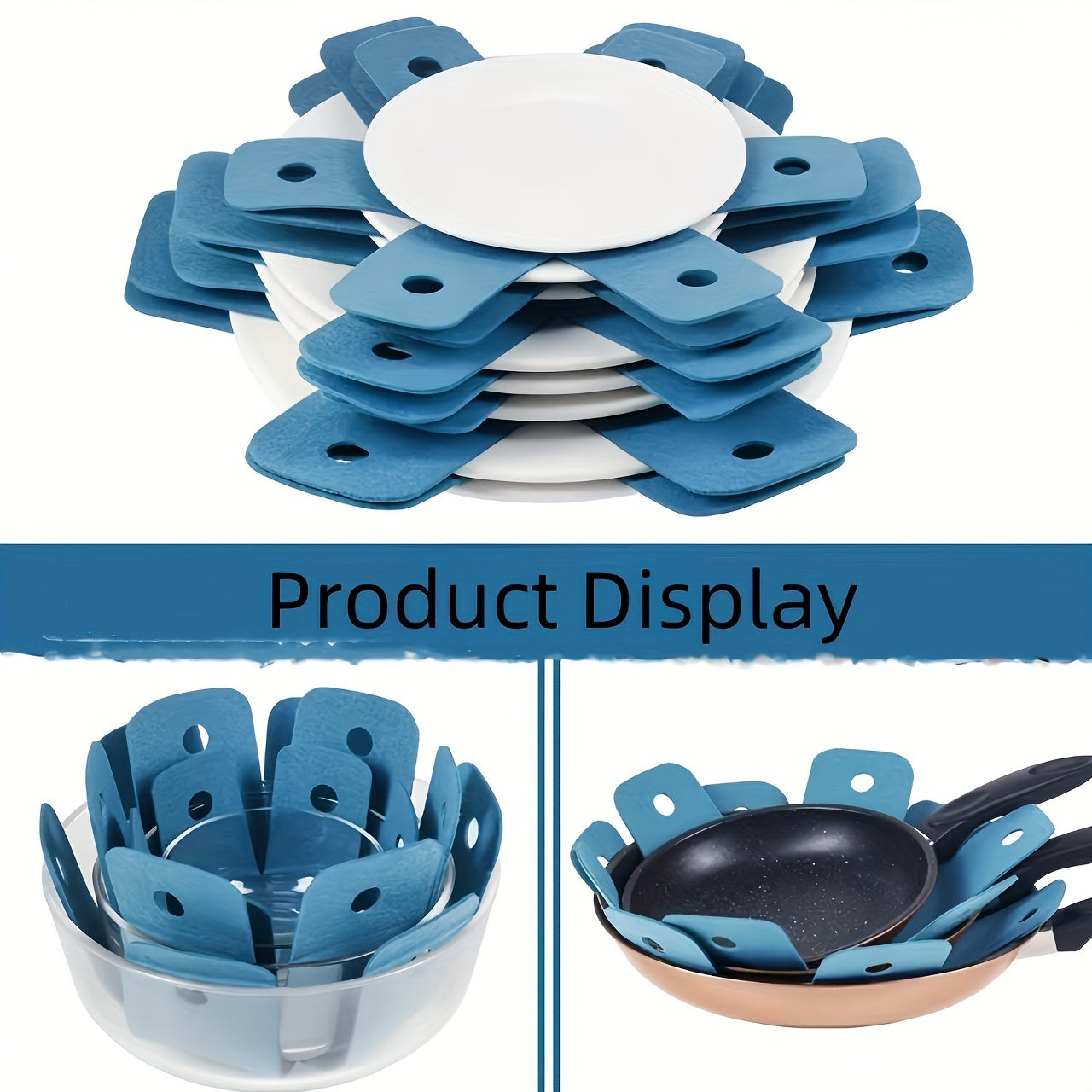 Set of 6 Round Felt Pot Holders Heat Resistant Non-Slip Kitchen Mats for Pots and Dishes