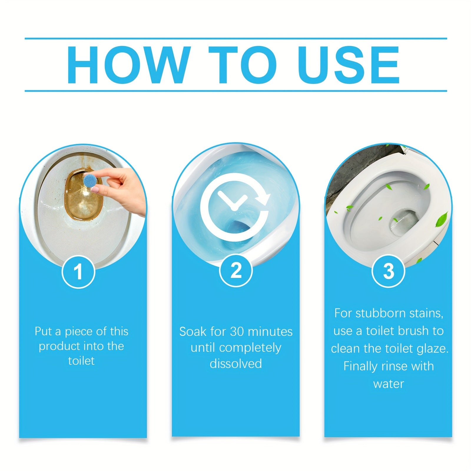 Bathroom Toilet Cleaning Tablets - Stain and Odor Removal, Bubble Technology