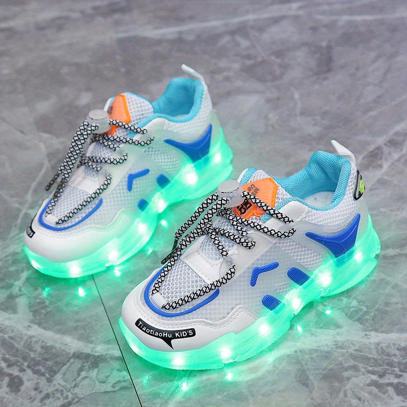Kids' Light-Up Sneakers Boys Girls Rechargeable Colorful Breathable Mesh Spring Summer