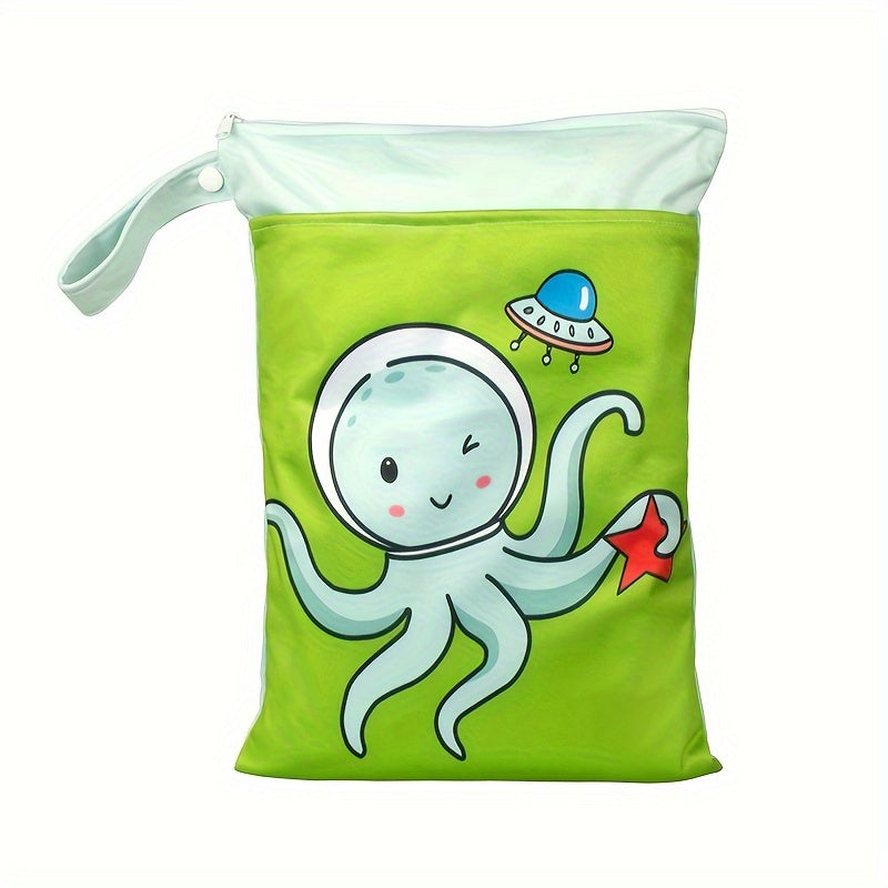 Водонепроницаемая сумка для влажных вещей с принтом животных, washable сумка для подгузников, сумка для мамы с двумя молниями, многофункциональная дорожная и пляжная сумка, органайзер для хранения косметики