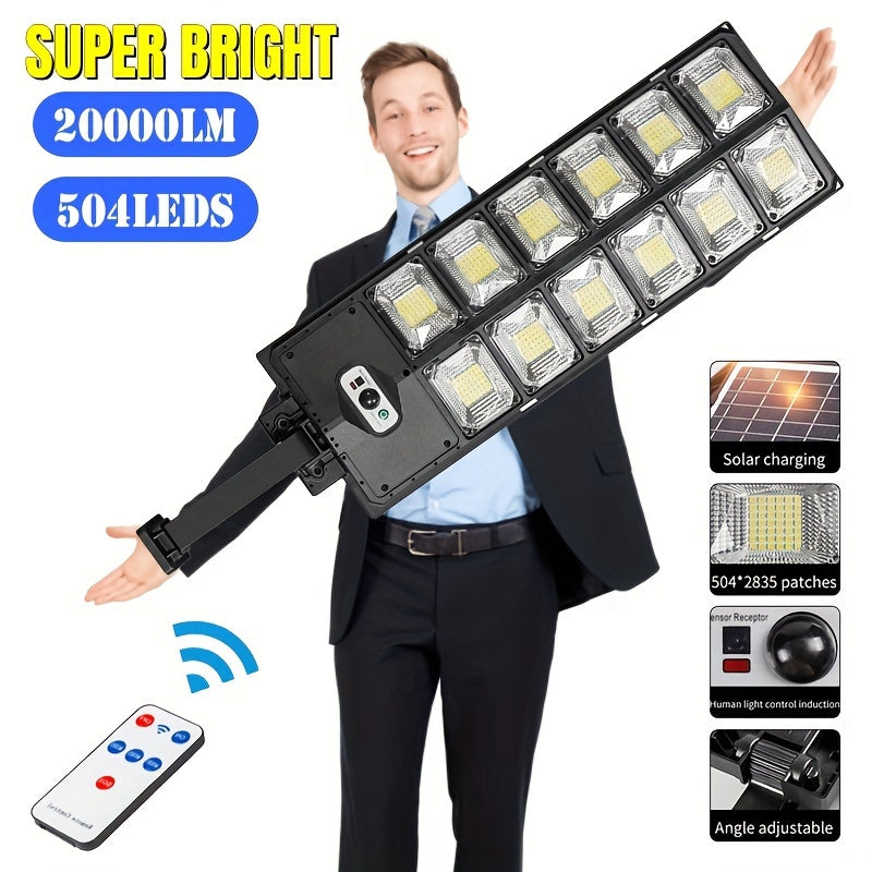 Super Bright 504 LED Solar Street Light with Motion Sensor and 3 Modes for Outdoor Garden