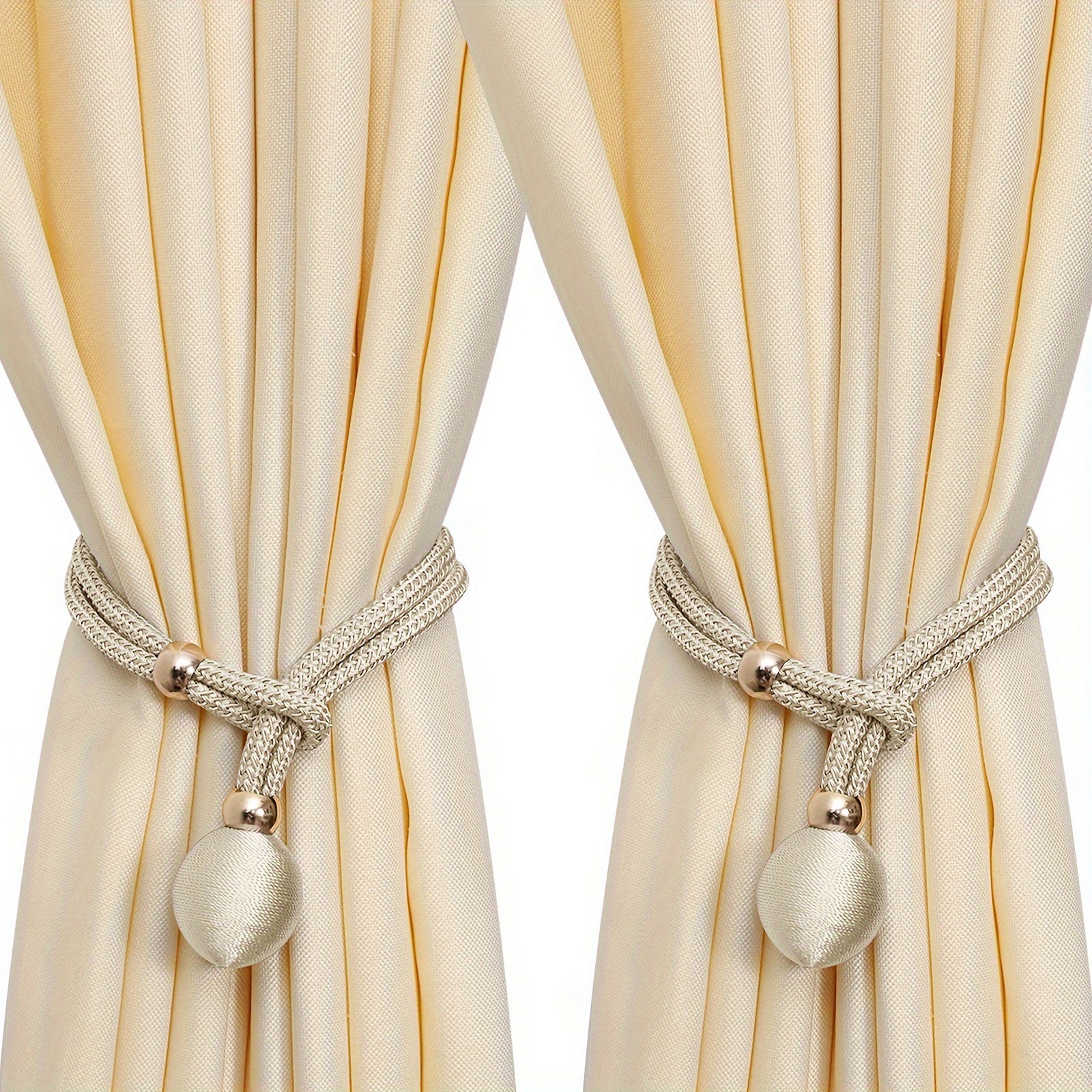 Set of 2 Modern Polyester Elastic Tiebacks for Thick Curtains, Adjustable Window Decor