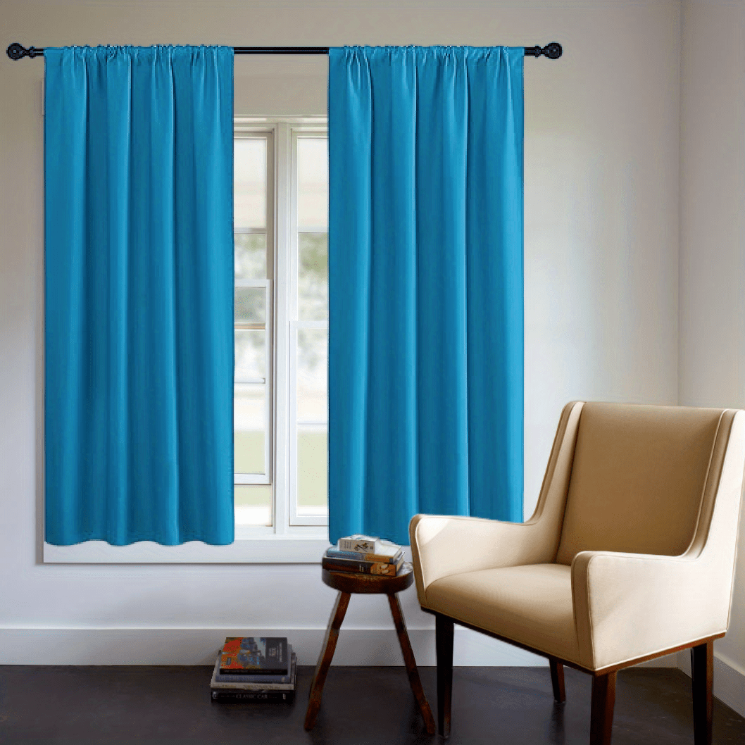 Blackout Curtain Panel Thick Rod Pocket Light Blocking Insulation Bedroom 200g