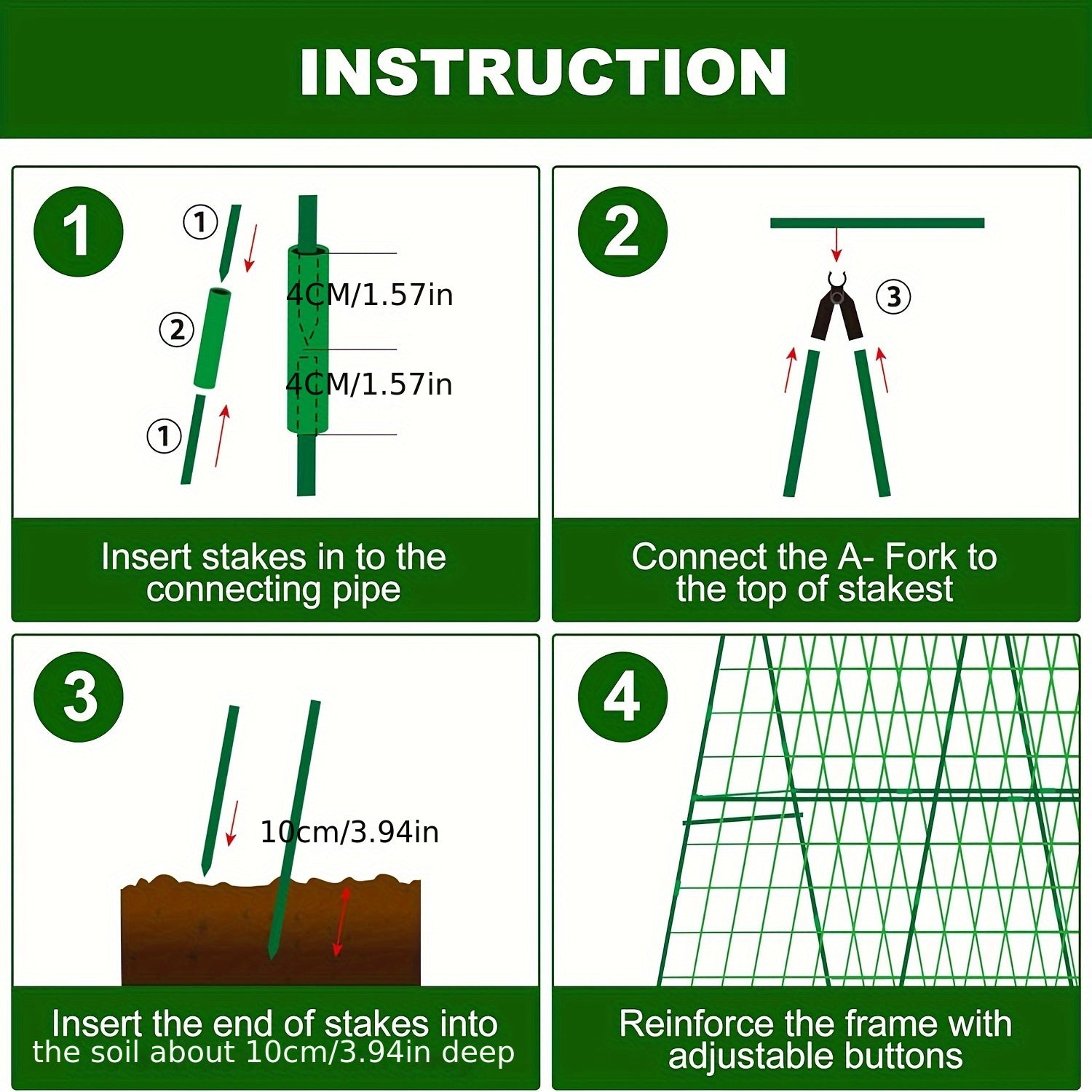 Adjustable Green Metal and Plastic Plant Support Cage with Trellis Netting 121.92cm