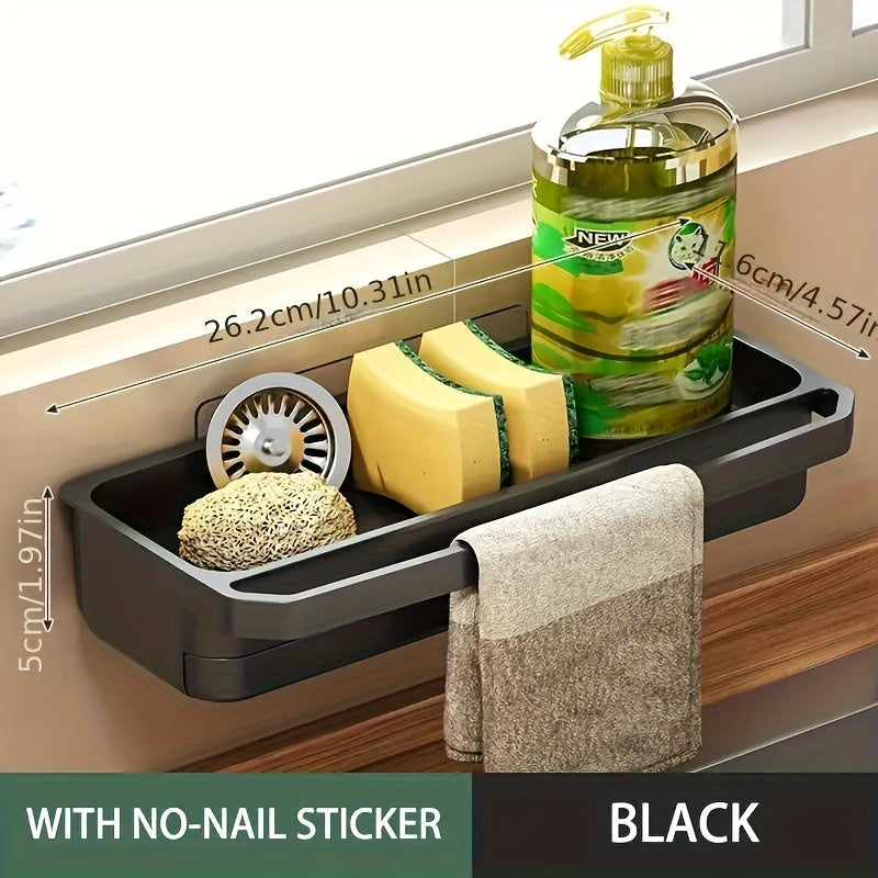 Kitchen Sink Caddy Wall Mount with Drip Tray and Sponge Storage Rustproof Organizer