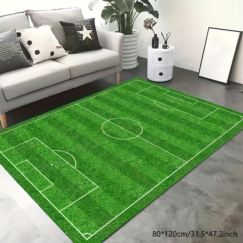 Soccer Field Floor Mat Non-Slip Green Grass Indoor Outdoor Runner Rug