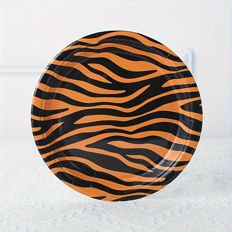 Set of 10 Colorful Animal and Plant Pattern Paper Plates 7 Inch for Parties and Picnics