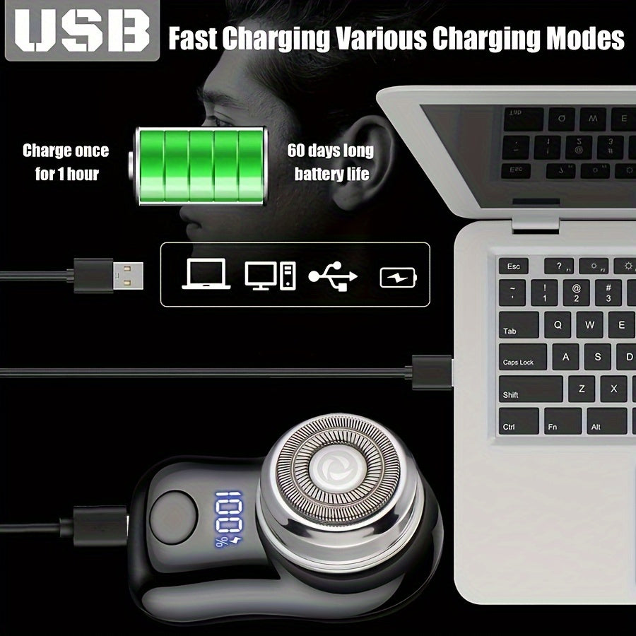 Men's Electric Shaver USB Rechargeable Digital Display Compact for Business Trips