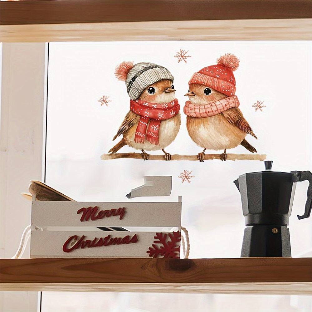 Festive Christmas Bird Window Cling Removable Reusable Decor