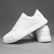 Men's White Lace-Up Sneakers with MD Sole and EVA Insole for Casual and Running