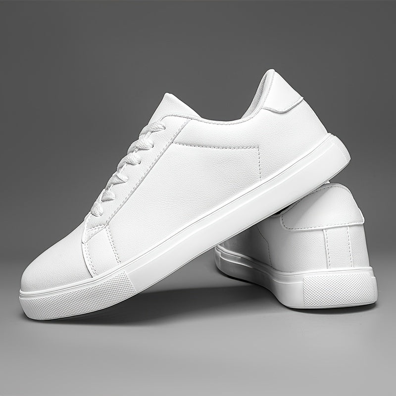 Men's White Lace-Up Sneakers with MD Sole and EVA Insole for Casual and Running