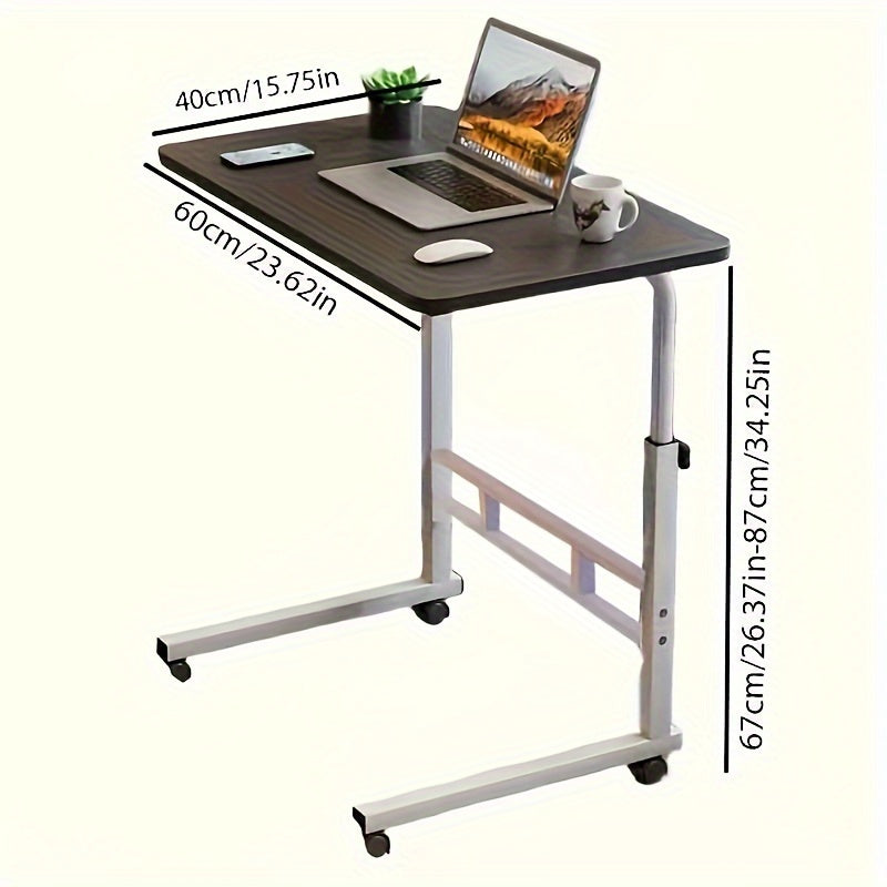 Adjustable Folding Study Table with Wheels for Laptop and Reading