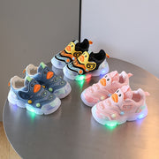 Kids LED Light-Up Shoes for Boys and Girls with Non-Slip Rubber Sole and Cartoon Design in Blue