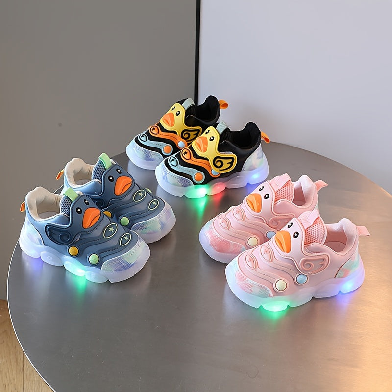 Kids LED Light-Up Shoes for Boys and Girls with Non-Slip Rubber Sole and Cartoon Design in Blue