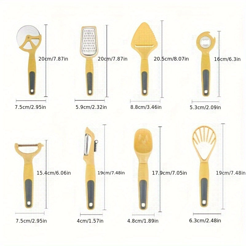 Kitchen Utensil Set with Holder 8-Piece Non-Stick Peeler Pizza Cutter Grater