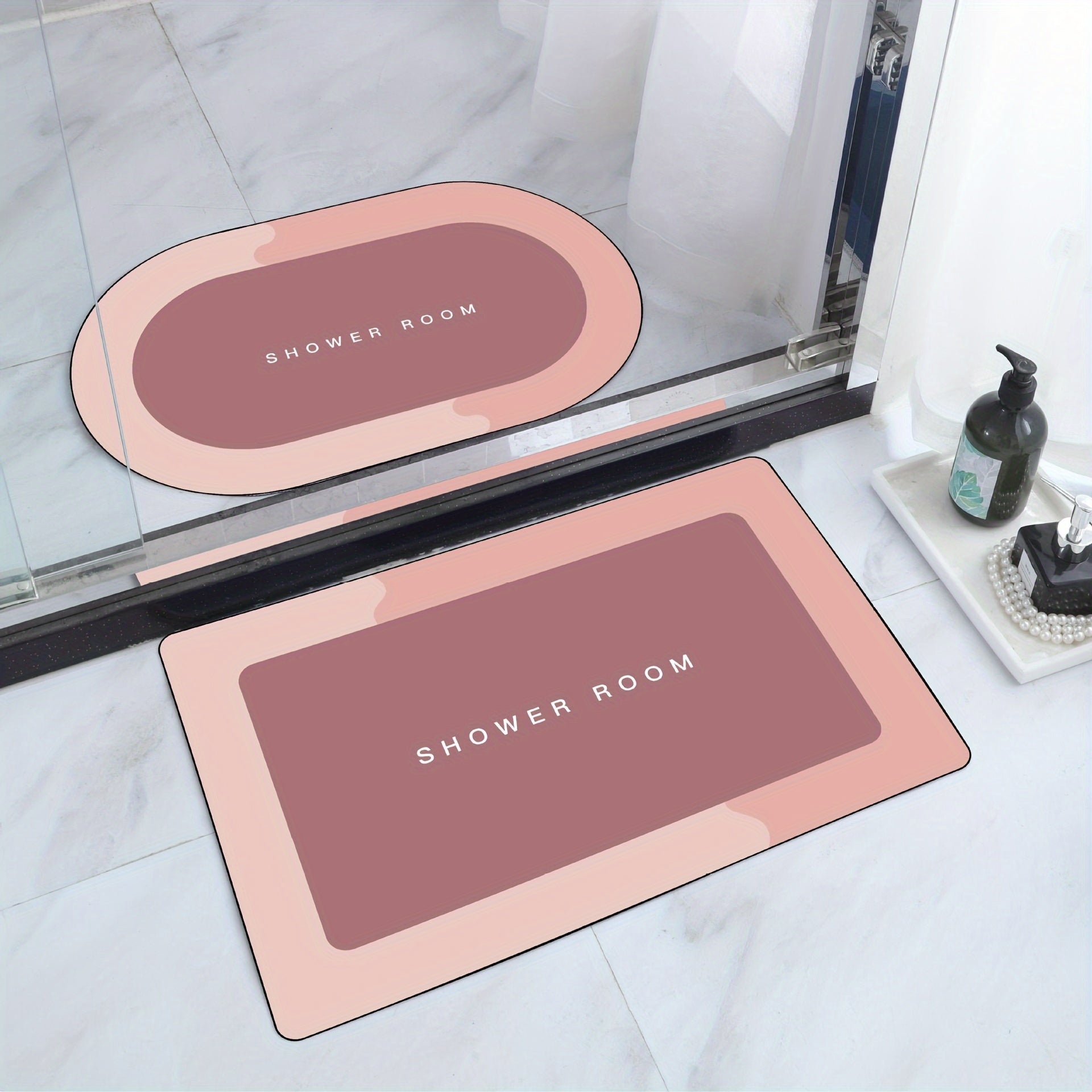 Velvet Non-Slip Quick-Drying Bath Mats Set for Bathroom Shower Room