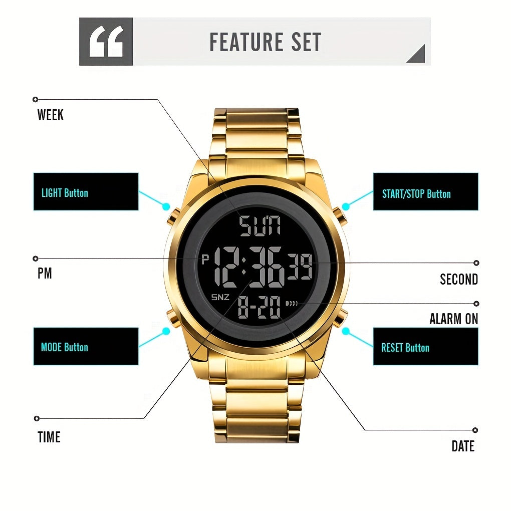 Men's Digital Watch Multifunctional LED Night Light Alarm Fashion Gift