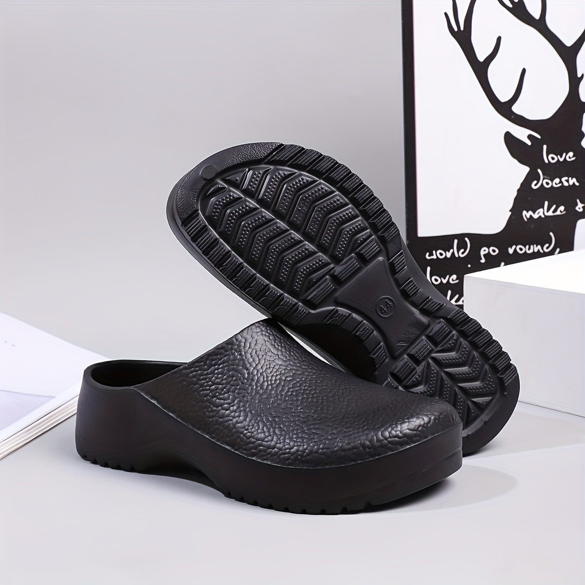 Women's Waterproof Non Slip Kitchen Work Mules Casual Slip-On Shoes