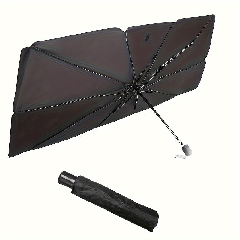 Car Sunshade Umbrella Black Polyester Foldable Windshield Sunblocker
