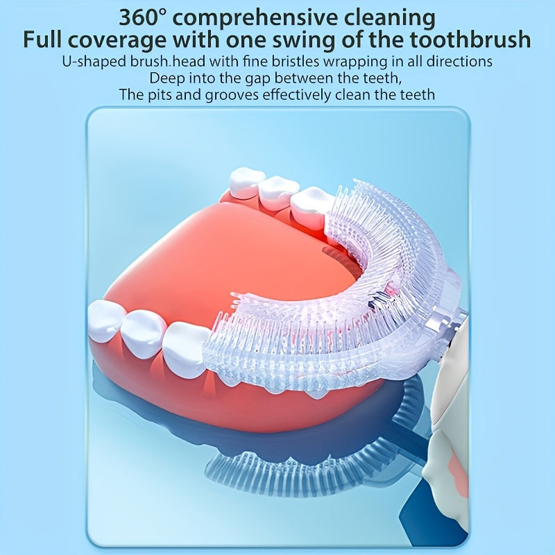 Youngsters U-Shaped Electric Toothbrush Compact Rechargeable Cartoon Design