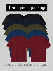 Men's Casual Solid T-Shirts Short Sleeve Crew Neck Moisture Wicking Pack of 10